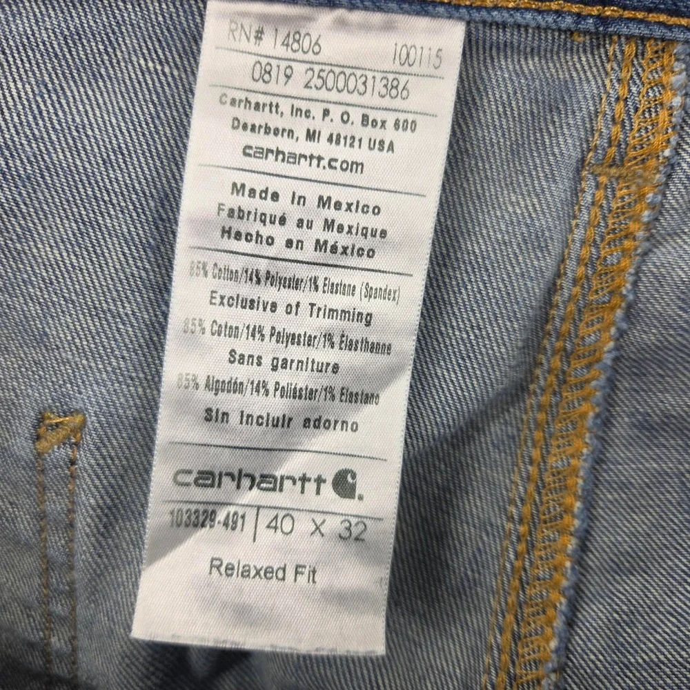 Carhartt Jeans‎ Mens 40 Relaxed Straight Rugged Flex Double Front Denim Dungaree